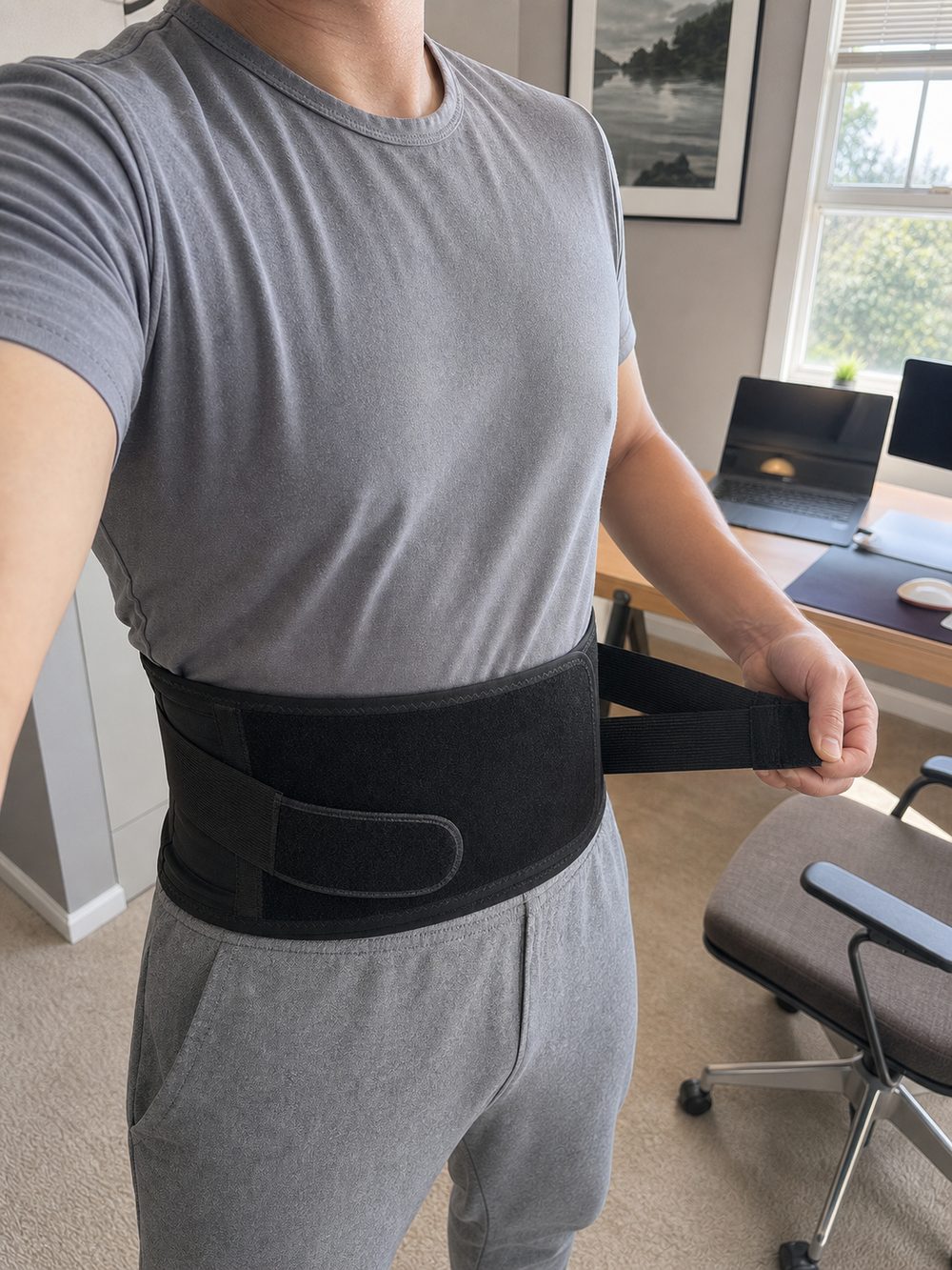 Adjusting the AlignaFit lower back brace at home