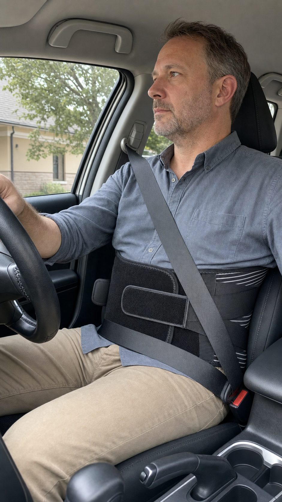 Wearing the lower back brace while driving