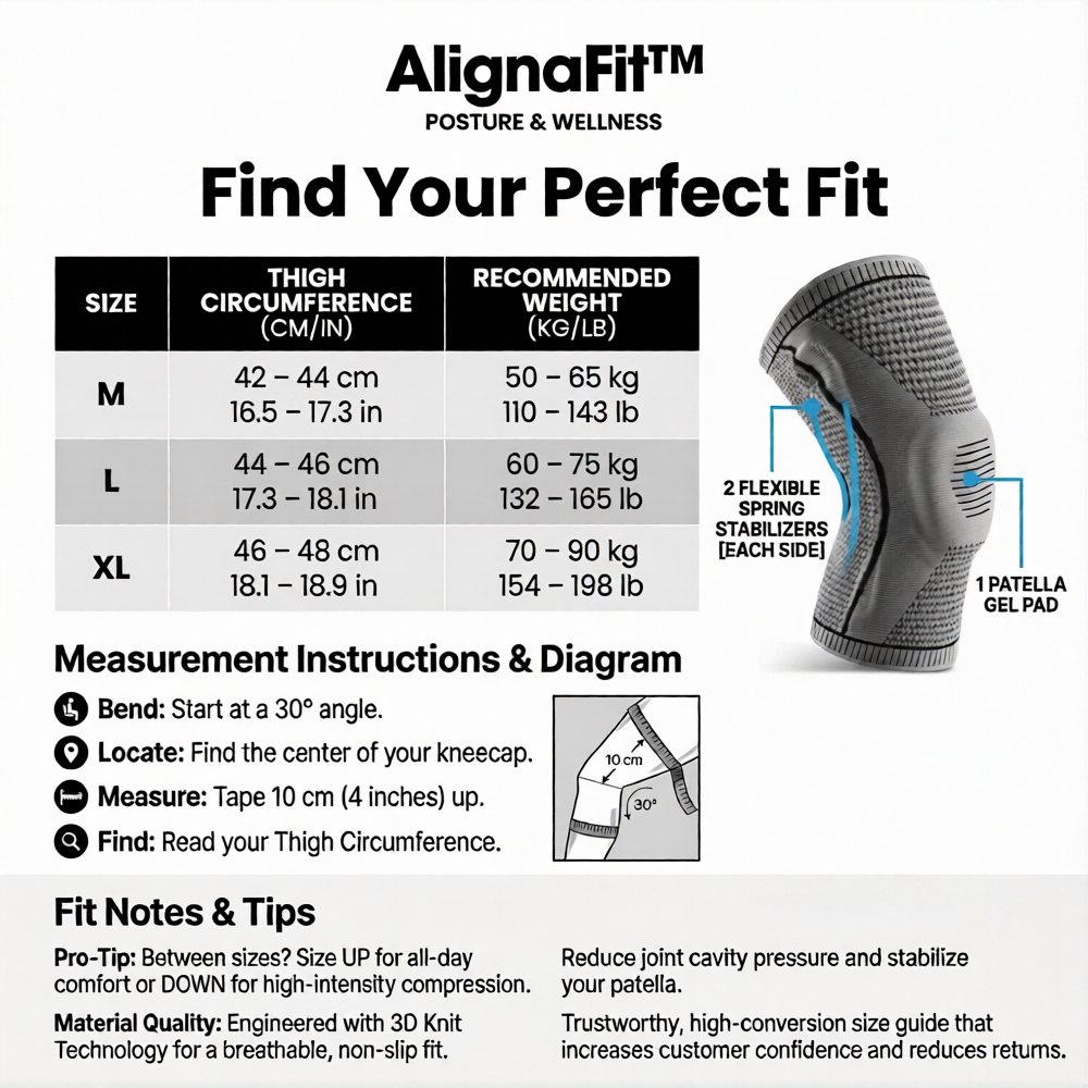 AlignaKnee™ Compression Knee Sleeve - Joint Support for Arthritis, Running & Injury Recovery