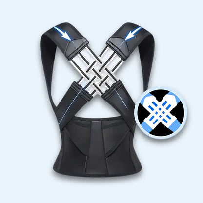 AlignaStrap Posture Corrector black wearable brace for shoulder and upper back support