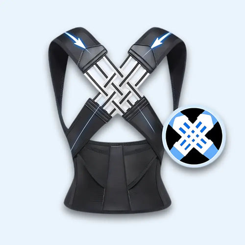 AlignaStrap Posture Corrector black wearable brace for shoulder and upper back support