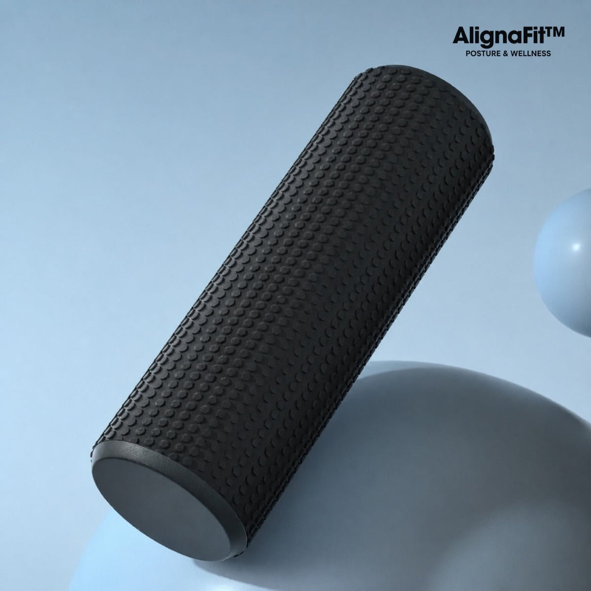 AlignaFit high-density foam roller in black, 45cm