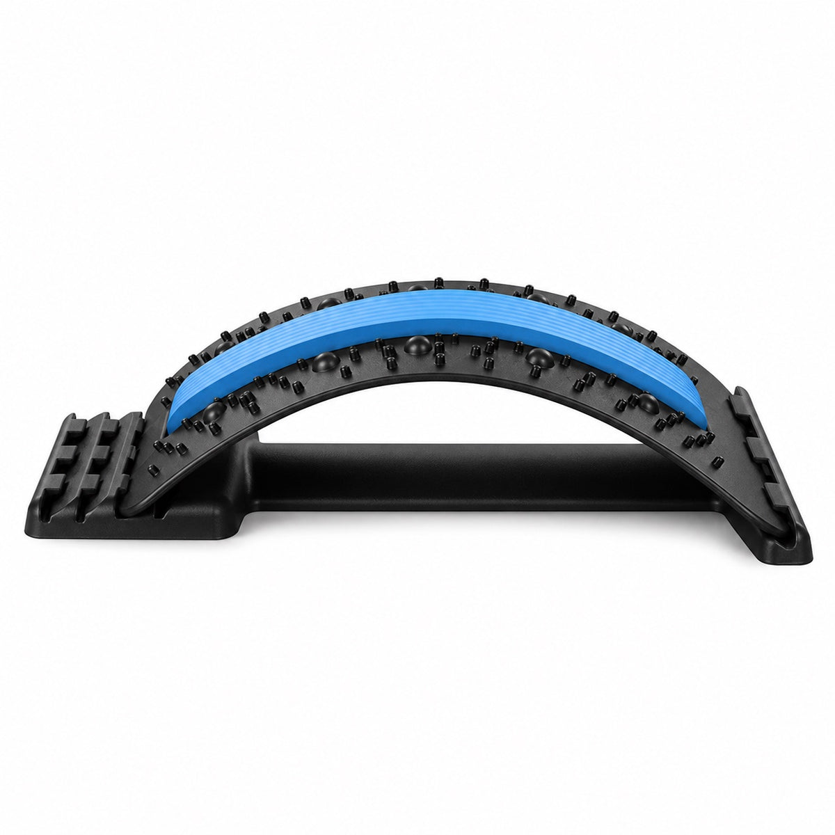 Side profile of the AlignaFit back stretcher showing the full arch and notched base