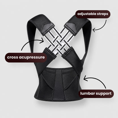 AlignaFit posture corrector with adjustable straps, cross acupressure panel and lumbar support