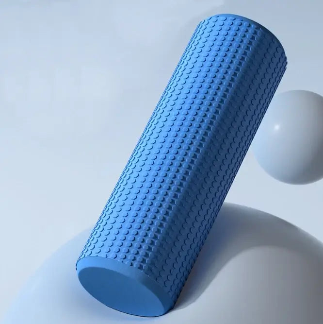 AlignaFit Blue foam roller on a light gray background
