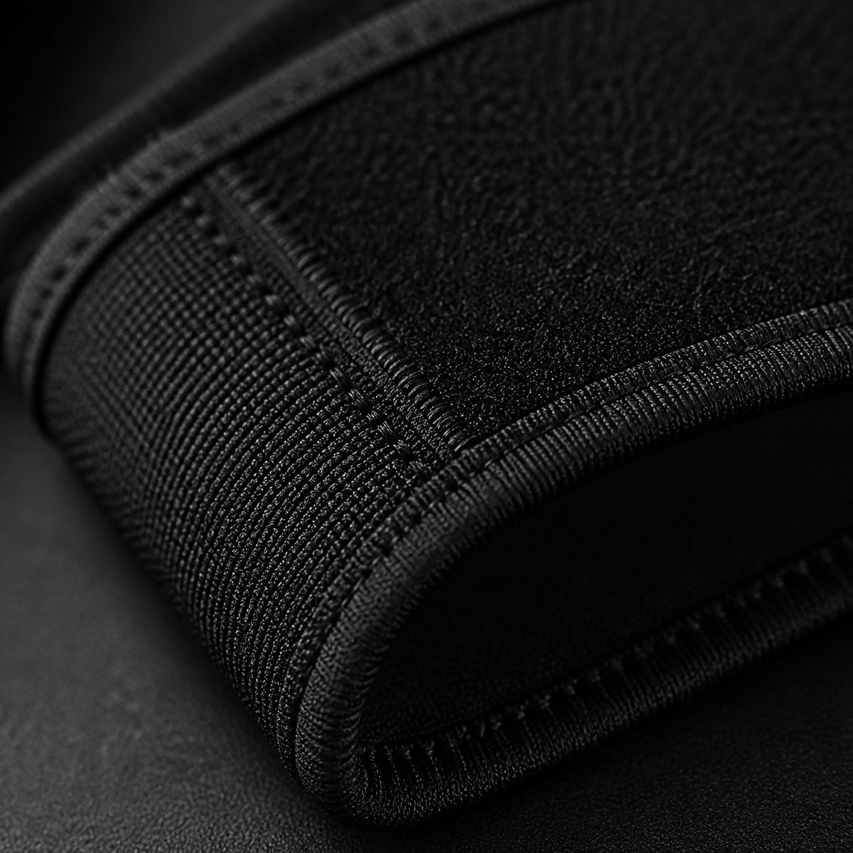 Macro of the AlignaFit wrist brace stitching and strap edge