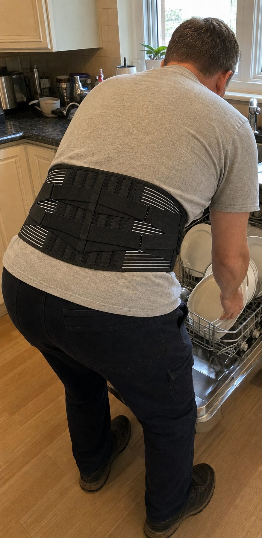 Everyday tasks wearing the lower back brace