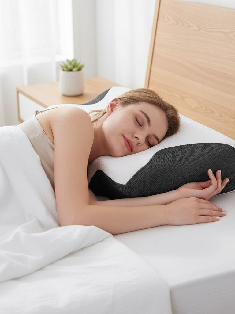 Side sleeping on the AlignaFit orthopedic neck pillow